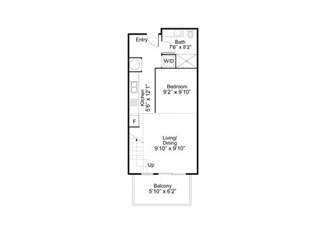 A floor plan of a house with a kitchen, living room, and dining room.